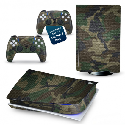 Vinilo adhesivo para PlayStation 5 Camuflaje verde Stantard Disco