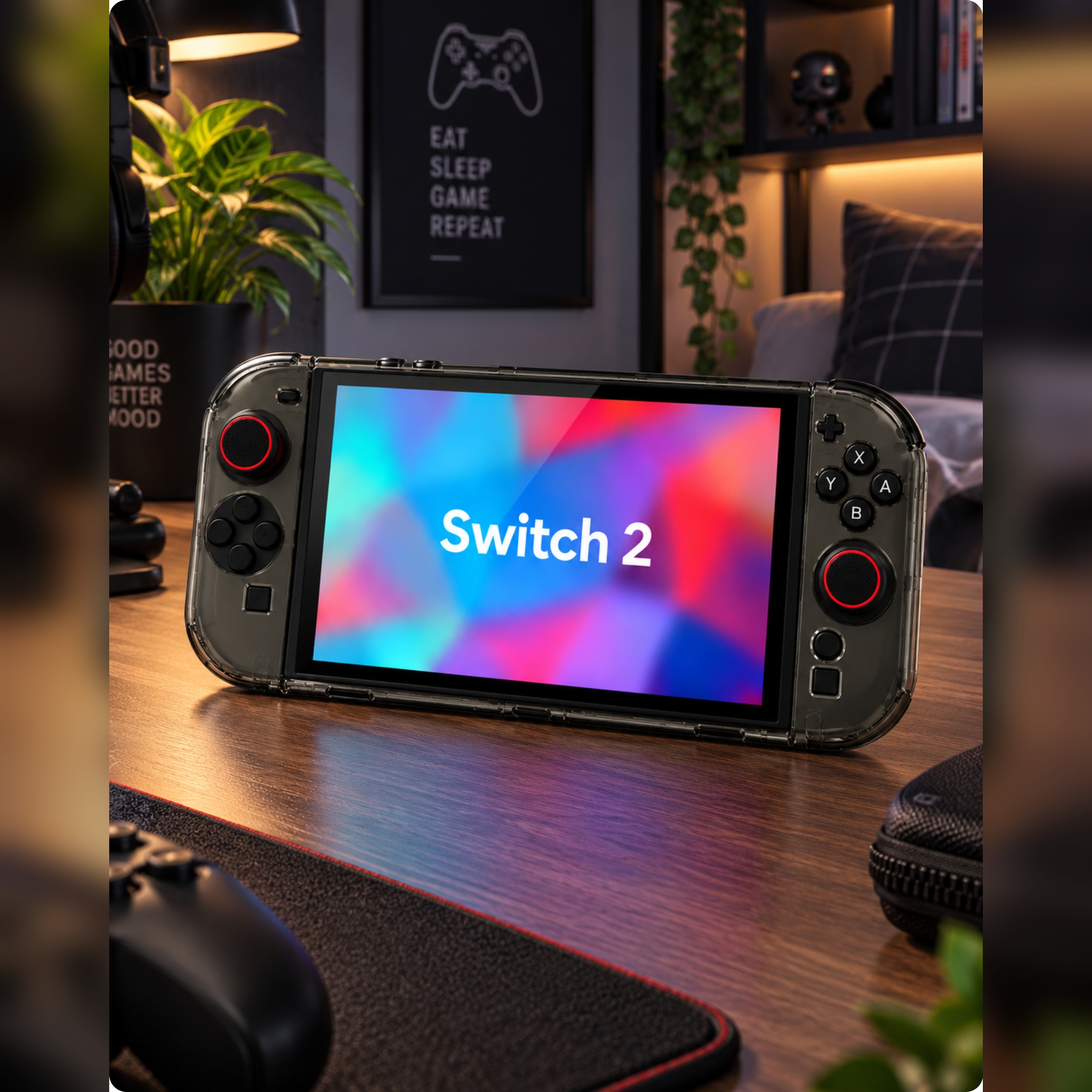 Carcasa rígida transparente negra para Nintendo Switch 2 - UtmostXP